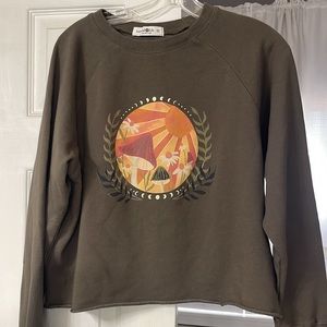 Natural Life mushroom wildlife cropped sweatshirt extra small NWOT